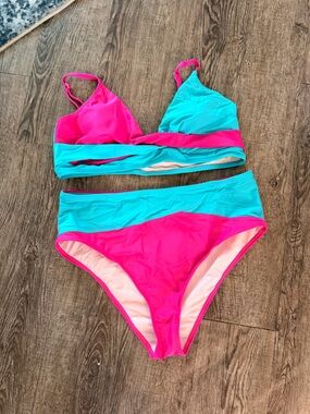 Hot Pink & Aqua Bikini Set